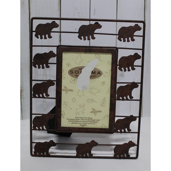 Sonoma Rustic Metal Picture Frames 4x6 Moose & Bears Brown Tabletop Cabin Lodge - Picture 3 of 6